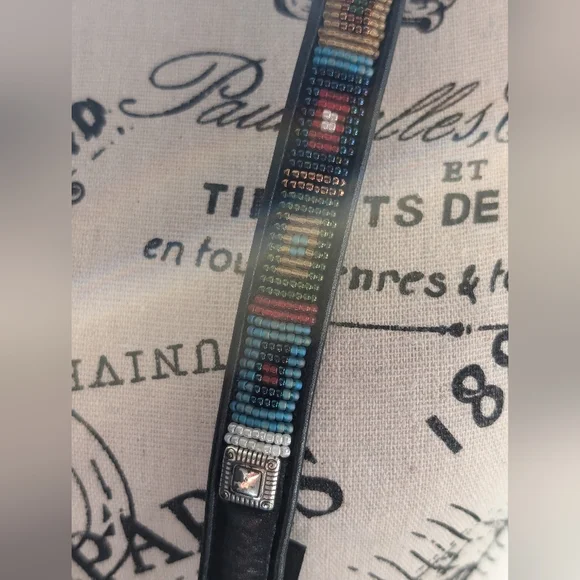 Vintage Brighton Women's Beaded Southwestern Leather Belt XL - Picture 4 of 6